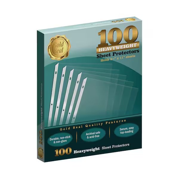 Sheet Protectors, Clear Heavyweight Poly, 100PK, Gold Seal, Mfr#: 81416